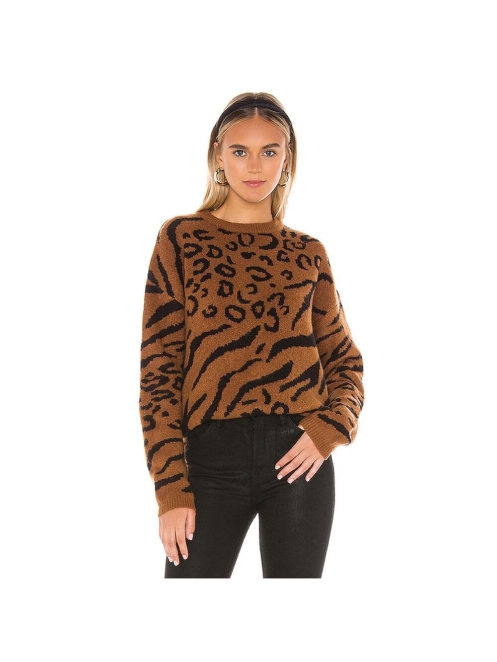 Brown Animal Print Crewneck Sweater - (Brand)